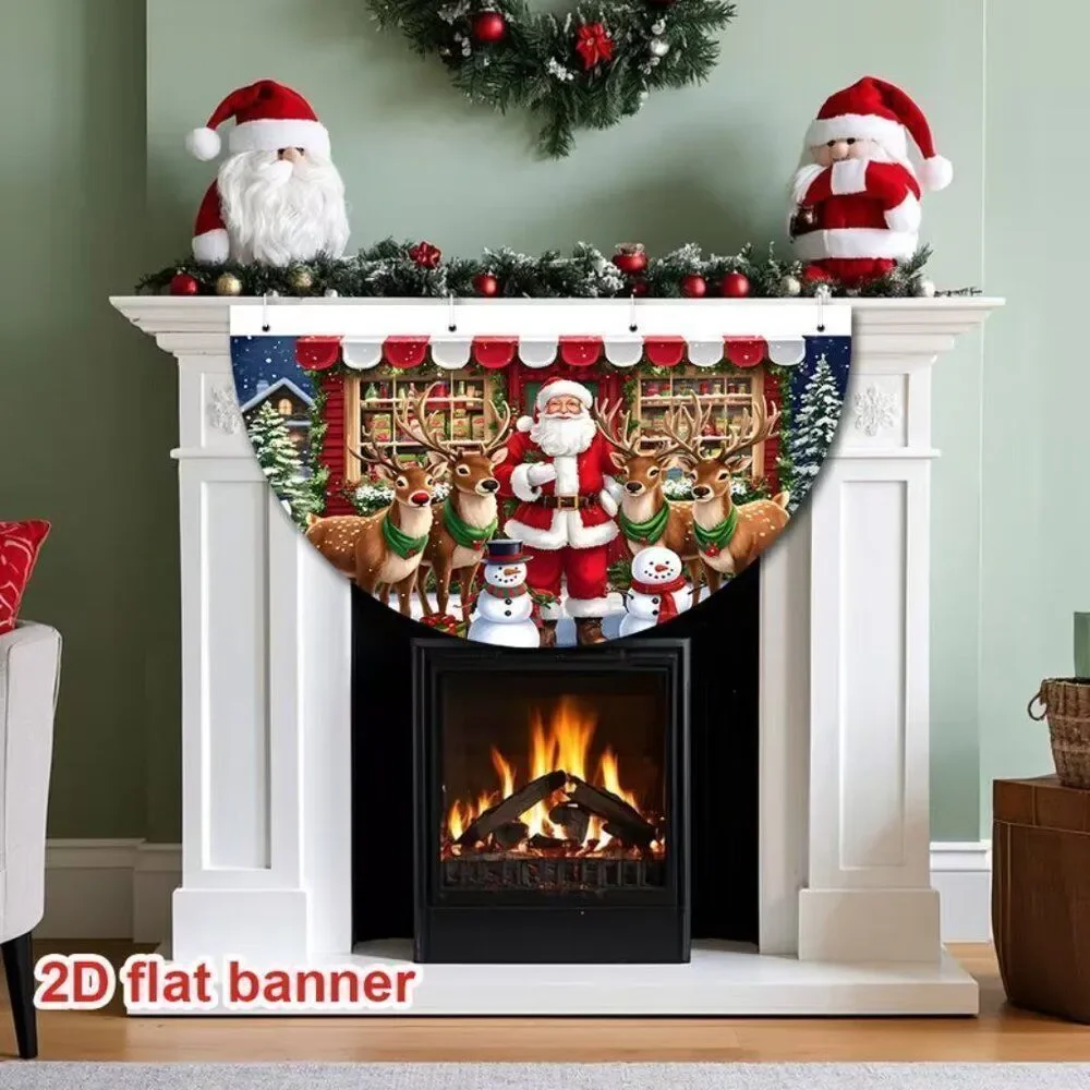 19 x 35 Holiday Wall Banner Festive Christmas Snowman Santa's Home and Reindeer